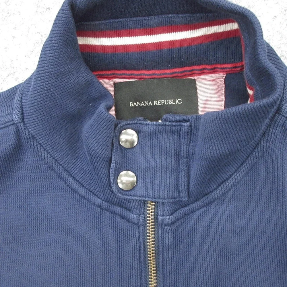 Banana Republic Jacket Mens XL Navy Blue Full Zip Cotton Stand Collar